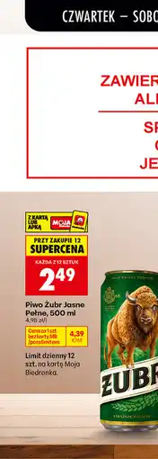 Biedronka Piwo Żubr Jasne Pełne oferta