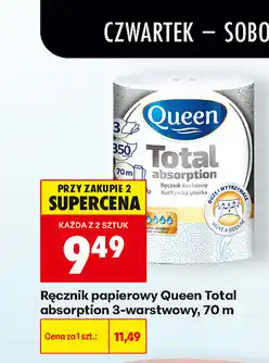 Biedronka Ręcznik papierowy Queen Total absorption 3-warstwowy, 70 m oferta