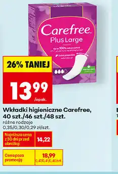 Biedronka Wkładki higieniczne Carefree, 40 szt./46 szt./48 szt oferta