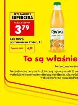 Biedronka Sok 100% pomarańcza Riviva oferta