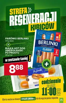 Stokrotka Parówki Berlinki classic 270 g + Bułka hot dog amerykański Po Prostu 240 g oferta