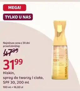 Rossmann Hiskin, spray do twarzy i ciała, SPF 30 oferta