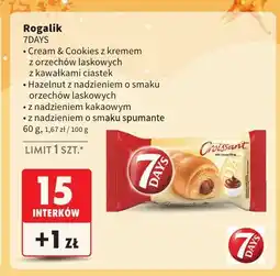 Intermarche Rogalik 7Days Cream & Cookies z kremem z orzechów laskowych z kawałkami ciastek oferta