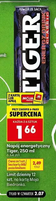 Biedronka Napój energetyczny Tiger 250 ml oferta