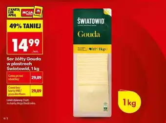 Biedronka Ser żółty Gouda w plastrach światowid , 1 kg oferta