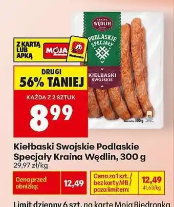 Biedronka Kiełbaski swojskie Podlaskie Specjały Kraina Wędlin, 300 g oferta