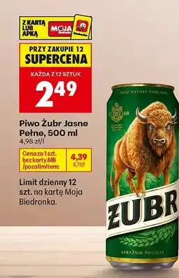 Biedronka Piwo Żubr Jasne Pełne, 500 ml oferta