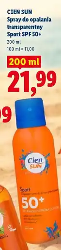 Lidl CIEN SUN Spray do opalania transparentny Sport SPF 50+ oferta