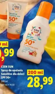 Lidl CIEN SUN Spray do opalania Sensitive dla dzieci SPF 50+ oferta