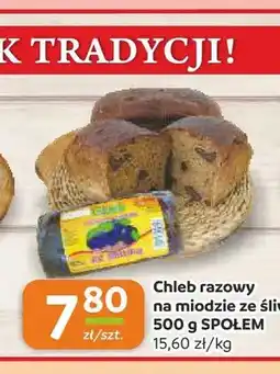 Społem Częstochowa Chleb razowy na miodzie ze śliwką Społem oferta
