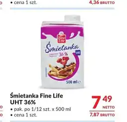 Makro Śmietanka Fine Life UHT 36% oferta