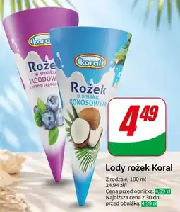 Dino Lody rożek Koral o smaku jagodowym z sosem jagodowym oferta