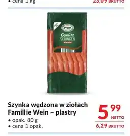 Makro Szynka wędzona w ziołach Famillie Wein plastry oferta