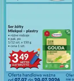Makro Ser żółty Gouda w plastrach Mlekpol oferta