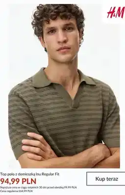 H&M Top polo z domieszką lnu Regular Fit H&M oferta