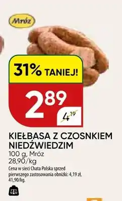 Chata Polska Kiełbasa z Czosnkiem Niedźwiedzim Mróz oferta