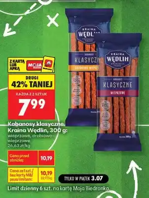 Biedronka Kabanosy klasyczne drobiowo-wieprzowe Kraina Wędlin oferta
