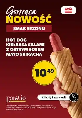 Hot-dog z kiełbasą salami z ostrym sosem Mayo Sriracha Eat&Go