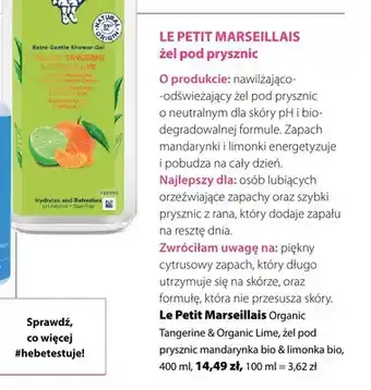 Żel pod prysznic Le Petit Marseillais Organic Tangerine & Organic Lime