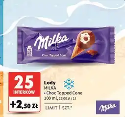 Intermarche Lód choc topped cone Milka Ice Cream oferta