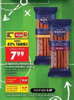 Biedronka Kabanosy klasyczne Kraina Wędlin, 300 g oferta