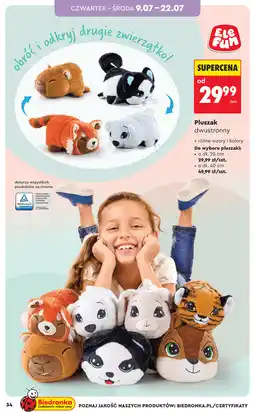 Biedronka Elefun Pluszak dwustronny, dł. 40 cm oferta