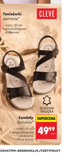 Biedronka Sandały damskie CLEVÉ ze skórzaną wkładką oferta