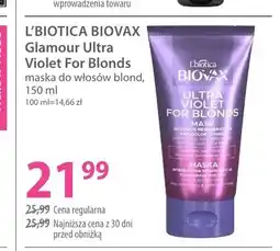 Hebe Maska do włosów blond L'biotica Biovax Glamour Ultra Violet For Blonds oferta