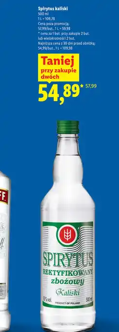 Lidl Spirytus rektyfikowany Kaliski oferta