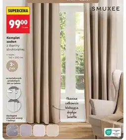 Biedronka Komplet zasłon z tkaniny strukturalnej Smukee 2-pak oferta