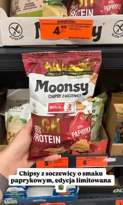 Biedronka Chipsy z soczewicy Moonsy High Protein smak papryka oferta
