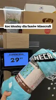 Biedronka Koc flanelowy Minecraft 130x160 cm oferta