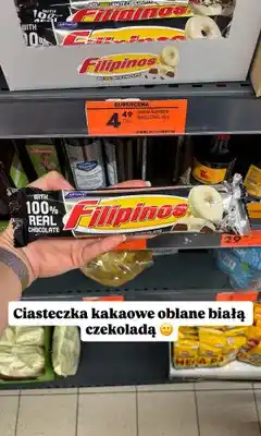 Biedronka Ciastka kakaowe w białej czekoladzie Filipinos oferta