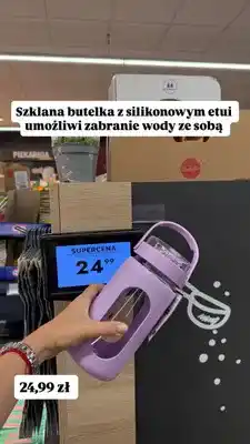 Biedronka Szklana butelka z silikonowym etui oferta