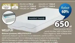 JYSK WELLPUR Materac piankowy WELLPUR KVITA oferta