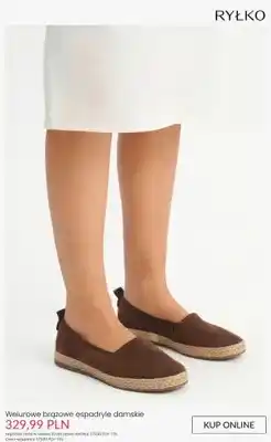 Ryłko Espadryle damskie welurowe brązowe Ryłko oferta