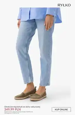 Ryłko Espadryle Ryłko oliwkowe ze skóry welurowej oferta