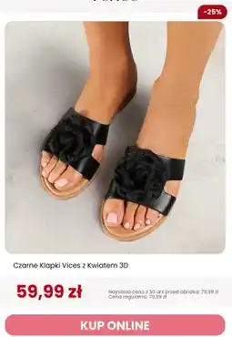 Renee Klapki czarne Vices z kwiatem 3D oferta