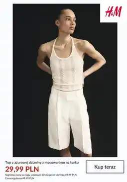 H&M Top z ażurowej dzianiny z mocowaniem na karku H&M oferta