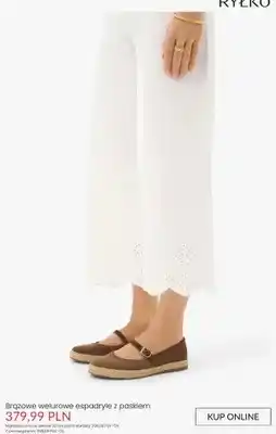 Ryłko Espadryle damskie Ryłko brązowe welurowe z paskiem oferta