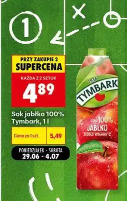 Biedronka Sok jabłkowy Tymbark 100% oferta