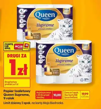 Biedronka Papier toaletowy Queen Supreme 9 rolek oferta