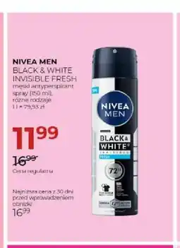 Jawa Drogerie Antyperspirant spray Nivea Men Black & White Invisible Fresh oferta
