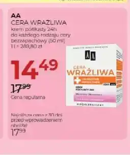 Jawa Drogerie Krem półtłusty 24h do każdego rodzaju cery AA Cera Wrażliwa oferta