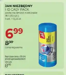 Jawa Drogerie Worki na śmieci Jan Niezbędny i id Easy Pack niebieskie 35 l 30-pak oferta