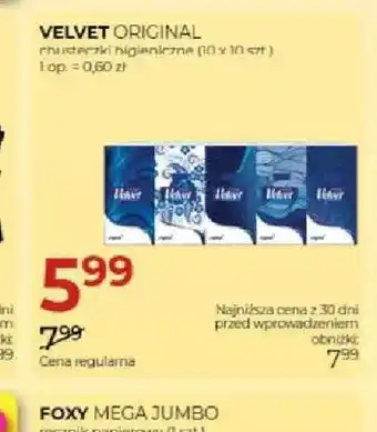Jawa Drogerie Chusteczki higieniczne Velvet Original oferta
