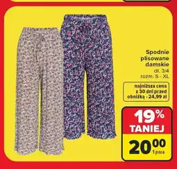 Carrefour Spodnie plisowane damskie dł. 3/4 oferta