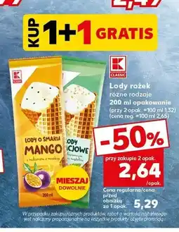 Kaufland Lody rożek o smaku mango K-Classic oferta