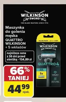 Carrefour Maszynka do golenia męska Wilkinson Sword Quattro oferta