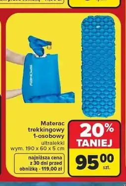 Carrefour Materac trekkingowy 1-osobowy Spokey ultralekki oferta